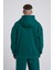 Erkek Naskışlı Kapüşonlu Oversize Petrol Yeşili Sweatshirt 4