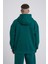 Erkek Naskışlı Kapüşonlu Oversize Petrol Yeşili Sweatshirt 4