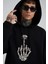 Erkek Middle Finger Baskılı Kapüşonlu Oversize Siyah Sweatshirt 1