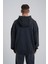 Erkek Yıkamalı Barkod Baskılı Kapüşonlu Oversize Siyah Sweatshirt 2
