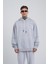 Erkek Yıkamalı No 7 Kapüşonlu Oversize Antrasit Sweatshirt 1
