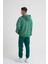 Erkek Basic Solid Kapüşonlu Oversize Yeşil Sweatshirt 5