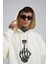 Erkek Middle Finger Baskılı Kapüşonlu Oversize Ekru Sweatshirt 2