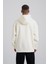 Erkek Middle Finger Baskılı Kapüşonlu Oversize Ekru Sweatshirt 3