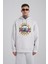 Erkek Guns Baskılı Kapüşonlu Oversize Açık Gri Sweatshirt 1