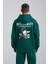 Erkek Connecting People Baskılı Kapüşonlu Petrol Yeşili Sweatshirt 1