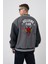 Erkek Hell Fire Club Oversize Bomber Ceket Antrasit 4