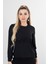 Siyah Dantel Detaylı Şifon Bluz 0806567.01 2