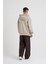 Erkek Basic Solid Kapüşonlu Oversize Açık Bej Sweatshirt 5