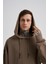 Erkek Basic Kapüşonlu Oversize Kahverengi Sweatshirt 3