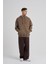 Erkek Basic Kapüşonlu Oversize Kahverengi Sweatshirt 4