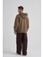 Erkek Basic Kapüşonlu Oversize Kahverengi Sweatshirt 5