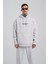 Erkek Connecting People Baskılı Kapüşonlu Açık Gri Sweatshirt 2