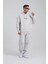 Erkek Connecting People Baskılı Kapüşonlu Açık Gri Sweatshirt 3