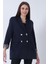 Lacivert Şal Yaka Leopar Astarlı Kruvaze Ceket 39711561.02 3