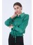 Yeşil Bel ve Kol Ucu Gipe Detaylı Saten Gömlek 3972863.07 1