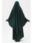 Kadın Tesettür Medine Ipeği Çarşaf Takımı Peçeli Sufle ve Etek-Zümrüt Yeşili-L/XL 4