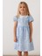 Kız Yaka Detaylı Vual Kumaş Elbise 4