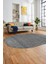 Baskılı Kaymaz Taban Yıkanabilir Sade Desen Oval Yolluk Mutfak Salon Halısı, O-Sade-18-Gri, 4