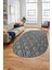 Sade Baklava Desen Motifli Kaymaz Taban Yıkanabilir Oval Yolluk Salon Halısı, O-Sade-28-Gri, 1