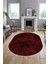 Baskılı Kaymaz Taban Yıkanabilir Sade Motifli Oval Yolluk Mutfak Salon Halısı, O-Sade-16-Bordo, 1