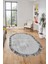 Düz Renk Sade Desen Çerçeveli Kaymaz Taban Yıkanabilir Oval Yolluk Salon Halısı, O-Sade-36-Gri, 2