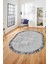 Düz Renk Sade Desen Çerçeveli Kaymaz Taban Yıkanabilir Oval Yolluk Salon Halısı, O-Sade-36-Gri, 4