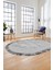 Düz Renk Sade Desen Çerçeveli Kaymaz Taban Yıkanabilir Oval Yolluk Salon Halısı, O-Sade-36-Gri, 5