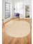 Baskılı Kaymaz Taban Yıkanabilir Şık Kilim Desen Oval Yolluk Mutfak Salon Halısı, O-Sade-03-Bej, 1