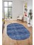 Düz Renk Sade Desenli Dijital Kaymaz Taban Yıkanabilir Oval Yolluk Salon Halısı, O-Sade-35-Mavi, 2