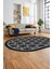 Kilim Desenli Dijital Kaymaz Yıkanabilir Sade Oval Yolluk Koridor Salon Halısı, O-Sade-19-Siyah, 4