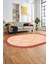 Baskılı Kaymaz Taban Yıkanabilir Sade Kilim Desen Oval Yolluk Salon Halısı, O-Sade-17-Kırmızı, 4