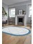 Baskılı Kaymaz Taban Yıkanabilir Sade Kilim Desen Oval Yolluk Salon Halısı, O-Sade-17-Mavi, 2