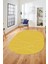 Baskılı Kaymaz Taban Yıkanabilir Çizgili Desen Oval Yolluk Mutfak Salon Halısı, O-Sade-08-Sarı, 1