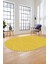 Baskılı Kaymaz Taban Yıkanabilir Çizgili Desen Oval Yolluk Mutfak Salon Halısı, O-Sade-08-Sarı, 2