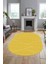 Baskılı Kaymaz Taban Yıkanabilir Çizgili Desen Oval Yolluk Mutfak Salon Halısı, O-Sade-08-Sarı, 3