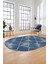 Dijital Baskı Kaymaz Yıkanabilir Sade Şık Motifli Oval Yolluk Mutfak Salon Halısı, O-Sade-41-Mavi, 4