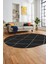 Düz Renk Dijital Kaymaz Yıkanabilir Sade Oval Yolluk Mutfak Koridor Salon Halısı, O-Sade-22-Siyah, 3