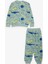 Girls & Boys Erkek Çocuk Eşofman Takım Dinozor Desenli Bağcık Aksesuarlı 2-6 Yaş, Mint Yeşili 2
