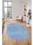 Düz Renk Sade Motifli Dijital Kaymaz Taban Yıkanabilir Oval Yolluk Salon Halısı, O-Sade-34-Mavi, 2