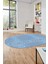 Düz Renk Sade Motifli Dijital Kaymaz Taban Yıkanabilir Oval Yolluk Salon Halısı, O-Sade-34-Mavi, 3