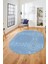 Düz Renk Sade Motifli Dijital Kaymaz Taban Yıkanabilir Oval Yolluk Salon Halısı, O-Sade-34-Mavi, 4