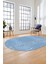 Düz Renk Sade Motifli Dijital Kaymaz Taban Yıkanabilir Oval Yolluk Salon Halısı, O-Sade-34-Mavi, 5