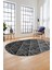 3D Baskılı Kaymaz Taban Yıkanabilir Sade Motifli Oval Yolluk Mutfak Salon Halısı, O-Sade-12-Antrasit, 1