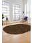 Baskılı Kaymaz Taban Yıkanabilir Sade Düz Desen Oval Yolluk Mutfak Salon Halısı, O-Sade-13-Kahve, 1