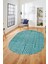 Baskılı Kaymaz Taban Yıkanabilir Sade Desen Oval Yolluk Mutfak Salon Halısı, O-Sade-01-Mavi, 1