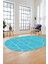 Baskılı Kaymaz Taban Yıkanabilir Çizgili Desen Oval Yolluk Mutfak Salon Halısı, O-Sade-06-Mavi, 2