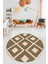 Dijital Kaymaz Taban Yıkanabilir Baklava Desen Yuvarlak Mutfak Salon Halısı, Y-Sade-07-Kahve, 3