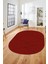 Baskılı Kaymaz Taban Yıkanabilir Çizgili Desen Oval Yolluk Mutfak Salon Halısı, O-Sade-08-Kırmızı, 1