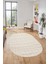 Düz Renk Sade Motifli Dijital Kaymaz Taban Yıkanabilir Oval Yolluk Salon Halısı, O-Sade-32-Krem, 3